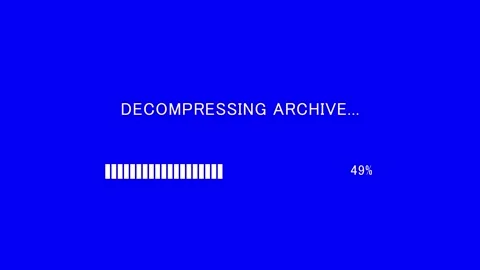 Retro TV screen showing decompressing archive text with loading bar Stock Footage 337937549