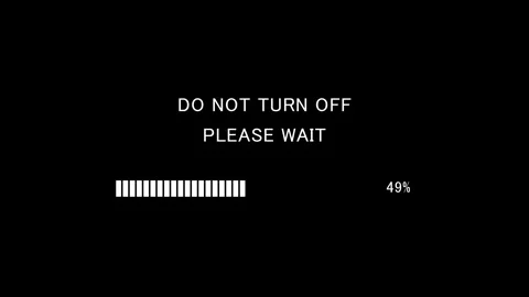 Retro TV screen showing do not turn off please wait text with loading bar Stock Footage 337936850