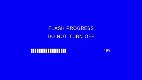 Retro TV screen showing flash progress do not turn off text Stock Footage 337937797