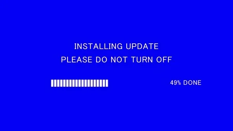 Retro TV screen showing installing update please do not turn off text Stock Footage 338370500