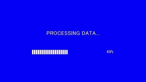 Retro TV screen showing processing data text with loading bar Stock Footage 338370690