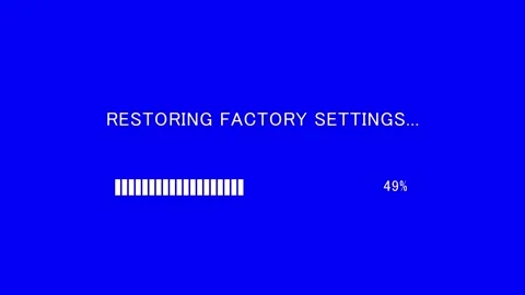 Retro TV screen showing restoring factory settings text with loading bar Stock Footage 338371117