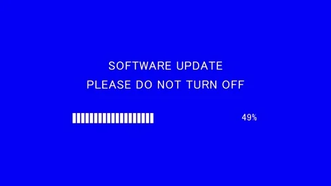 Retro TV screen showing software update please do not turn off text Vídeo Stock 338370750