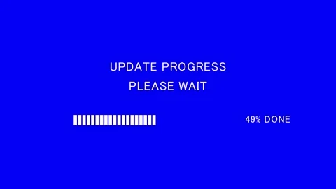 Retro TV screen showing update progress please wait text Stock Footage 338193136