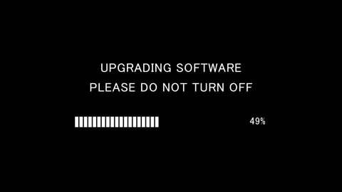 Retro TV screen showing upgrading software please do not turn off text Vídeo Stock 338197606