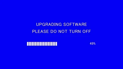 Retro TV screen showing upgrading software please do not turn off text Vídeo Stock 338371283