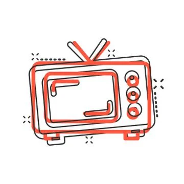Retro tv screen vector icon in comic style. Old television cartoon illustrati 스톡 일러스트