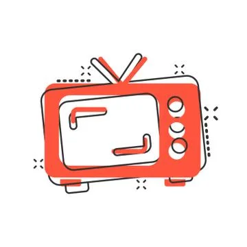 Retro tv screen vector icon in comic style. Old television cartoon illustrati 스톡 일러스트