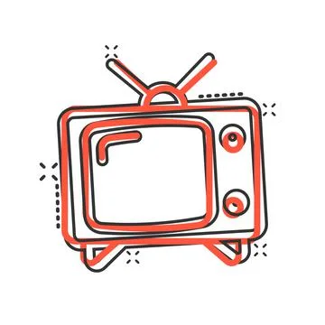 Retro tv screen vector icon in comic style. Old television cartoon illustrati Stock Illustration
