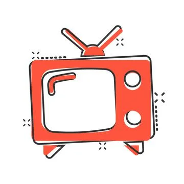Retro tv screen vector icon in comic style. Old television cartoon illustrati Stock Illustration