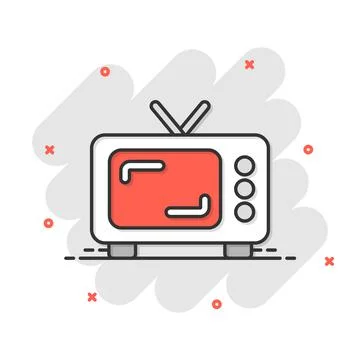 Retro tv screen vector icon in comic style. Old television cartoon illustrati 스톡 일러스트