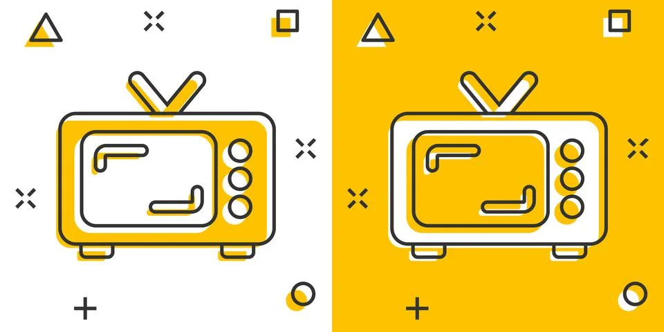 Retro tv screen vector icon in comic style. Old television cartoon illustrati 스톡 일러스트