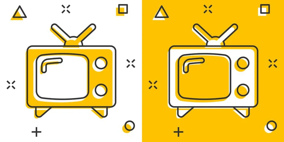 Retro tv screen vector icon in comic style. Old television cartoon illustrati 스톡 일러스트