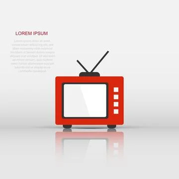 Retro tv screen vector icon in flat style. Old television illustration on w.. Stock Illustration