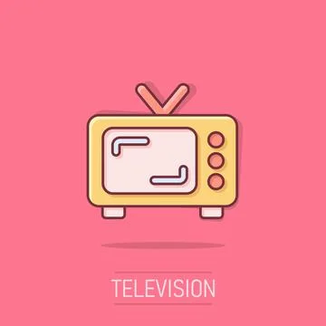 Retro tv screen vector icon in comic style. Old television cartoon illustra.. Stock Illustration