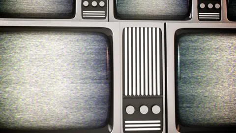 Retro tv screens with static. Stock Illustration