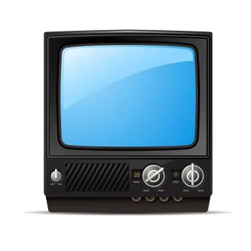 Retro tv set with blank screen  - vintage television, front view Stock Illustration