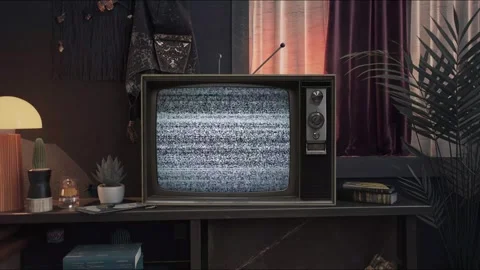 Retro TV Set Green Screen Video Overlay Stock Footage 344726858