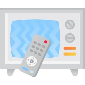 Retro tv set with remote controller vector icon Stock Illustration