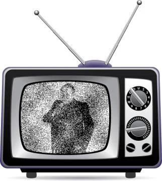 Retro tv set with static on a screen Stock Illustration