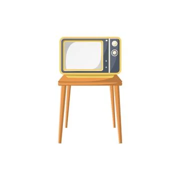 Retro TV on Table Flat Illustration. Clean Icon Design Element on Isolated .. 스톡 일러스트