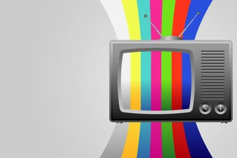 Retro TV with test image background Stock Illustration
