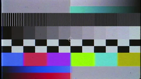 Retro TV test pattern with analog broadcast film grain Stock Footage 330128598