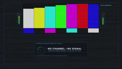 Retro tv test pattern animation with color bars and screen distortion Stock Footage 346546612