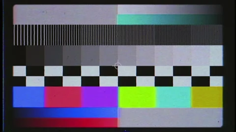 Retro TV test pattern with vintage film grain overlay Stock Footage 330128543
