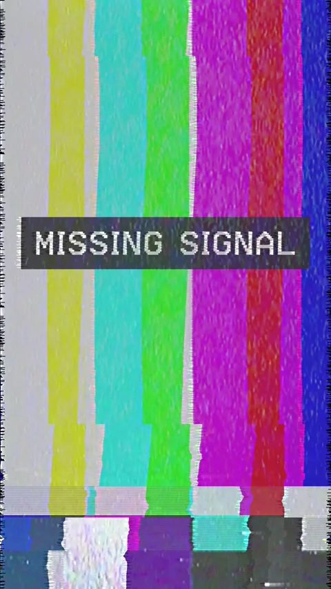 Retro TV Transmission Warning Text Missing Signal With Glitch Distortion Noise Stock Footage 272290705