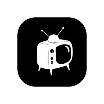 Retro tv. Vector illustration in the form of a square black and white icon fo Stock Illustration