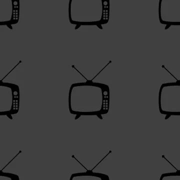 Retro tv web icon. flat design. Seamless gray pattern. Stock-Illustration