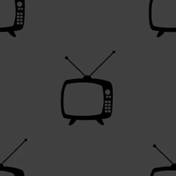 Retro tv web icon. flat design. Seamless gray pattern. Stock-Illustration