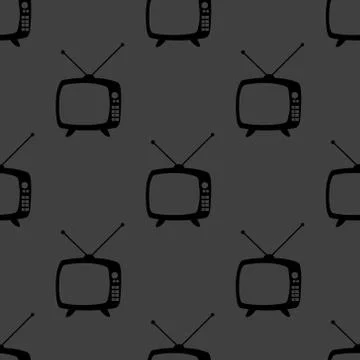 Retro tv web icon. flat design. Seamless gray pattern. Stock-Illustration