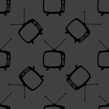 Retro tv web icon. flat design. Seamless gray pattern. Stock-Illustration