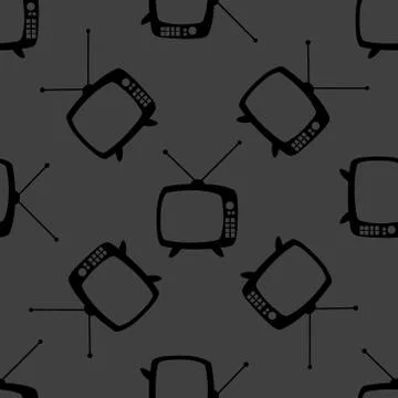 Retro tv web icon. flat design. Seamless gray pattern. Stock-Illustration