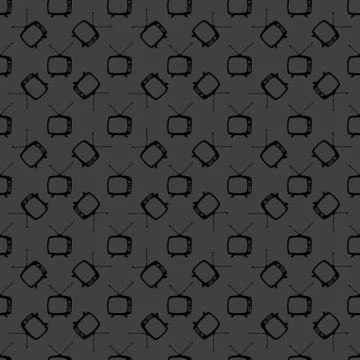 Retro tv web icon. flat design. Seamless gray pattern. Stock-Illustration