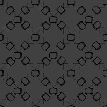Retro tv web icon. flat design. Seamless gray pattern. Stock-Illustration
