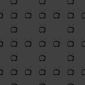 Retro tv web icon. flat design. Seamless gray pattern. Stock-Illustration