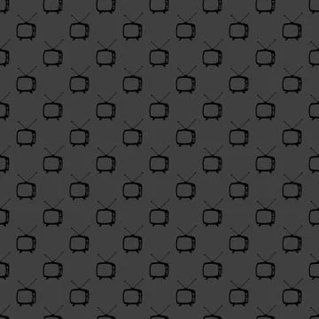 Retro tv web icon. flat design. Seamless gray pattern. Stock-Illustration