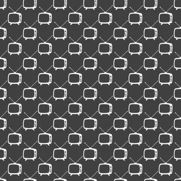 Retro tv web icon. flat design. Seamless gray pattern. Stock-Illustration