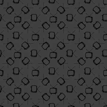 Retro tv web icon. flat design. Seamless gray pattern. Stock-Illustration
