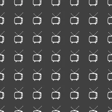 Retro tv web icon. flat design. Seamless gray pattern. Stock-Illustration
