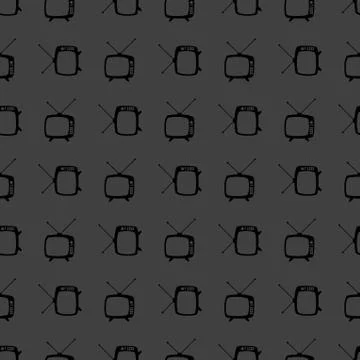 Retro tv web icon. flat design. Seamless gray pattern. Stock-Illustration