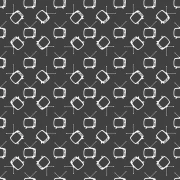 Retro tv web icon. flat design. Seamless gray pattern. Stock-Illustration