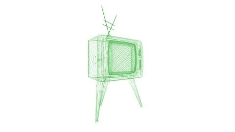 Retro TV Wireframe on Alpha Transparent BG 스톡 동영상 115840555