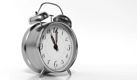 Retro Twin Bell Alarm Clock Is Set to Eleven - 3d illustration Stock Illustration