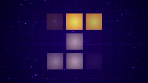 Retro two-person game background with moving glowing squares in centre. Stock Footage 334985263