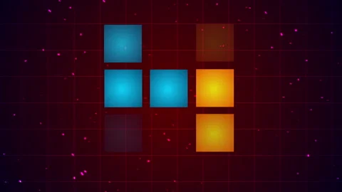 Retro two-person game background with moving glowing squares in centre. Stock Footage 334985395