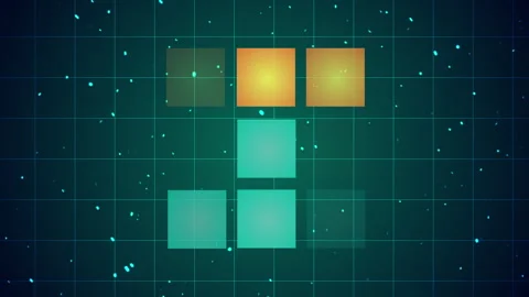 Retro two-person game background with moving glowing squares in centre. Stock Footage 334985497